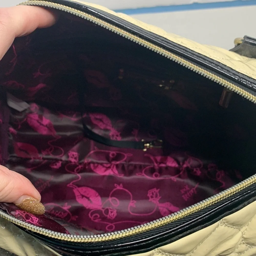 Betsey Johnson Be mine quilted hearts satchel